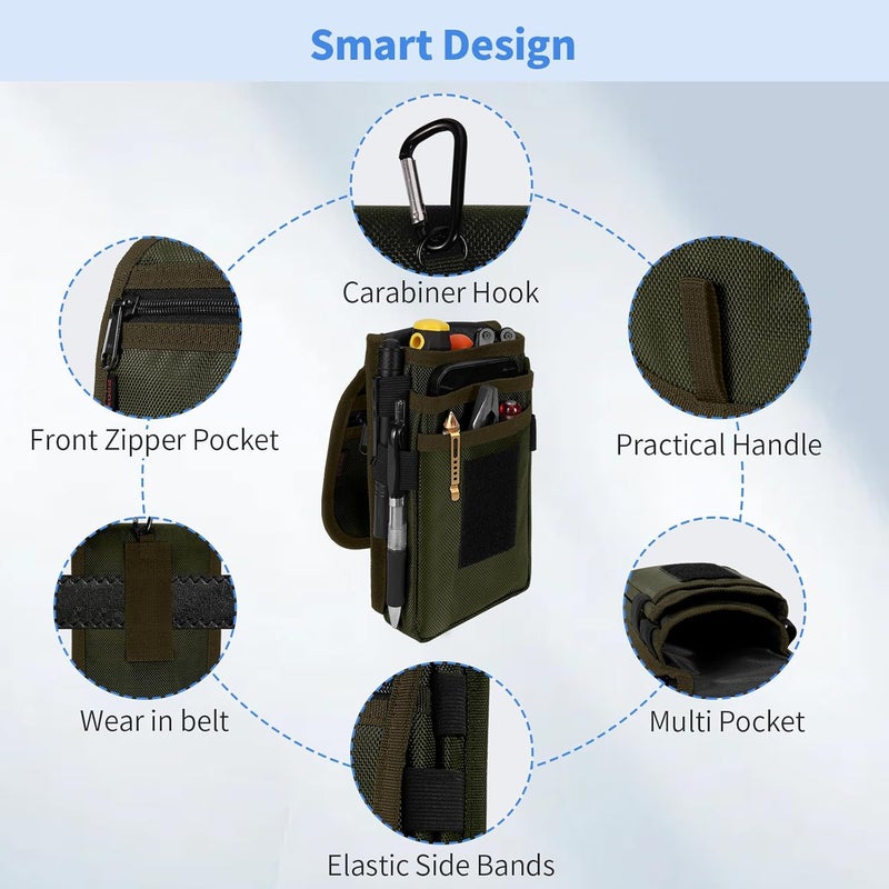 KENOBEE Belt Tool Pouch, Multitool Organizer Electrician Holster Nylon Tactical Pocket Attachment Utility Sheath Bag Tradesman Pro Maintenance Tool Sleeve for EDC Gears Cellphone - Image 5
